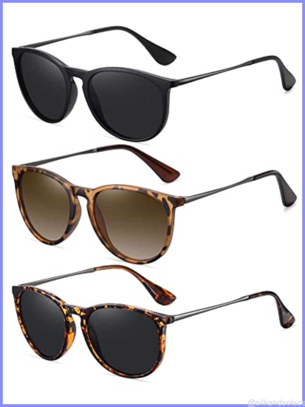 Polarized Round Retro Sunglasses UV Protection Lightweight Unisex